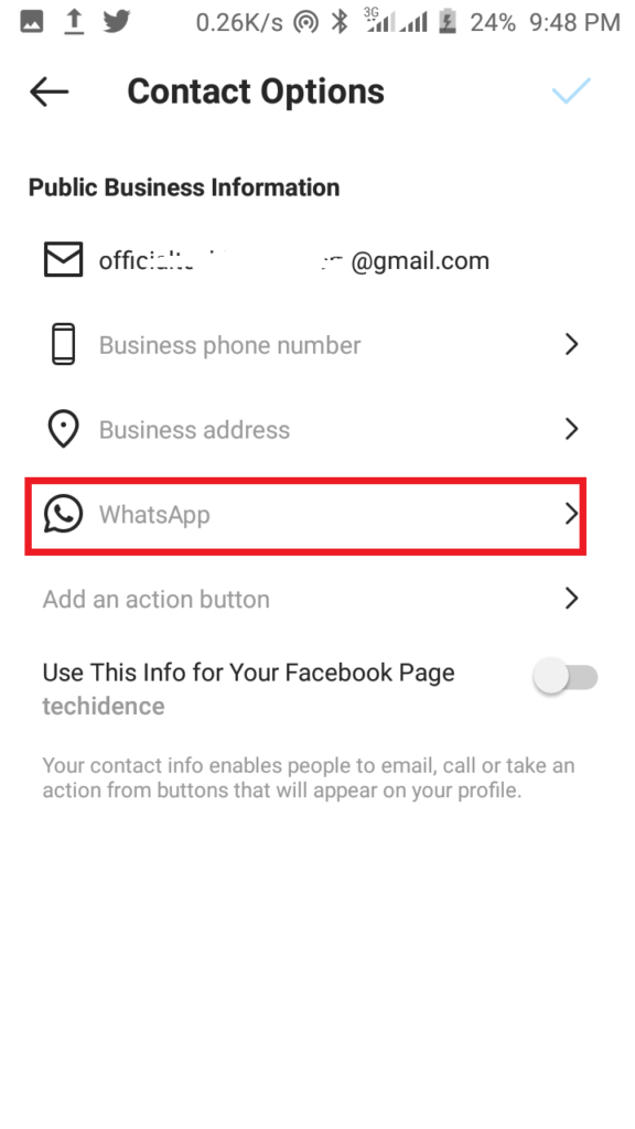 Add WhatsApp to your Instagram Profile