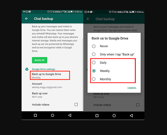 WhatsApp Automatic Backup on Android