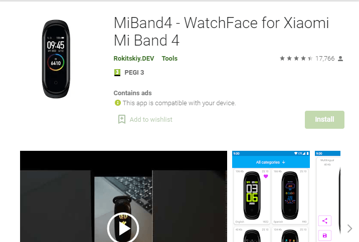 WatchFace for Xiaomi Mi Band 4