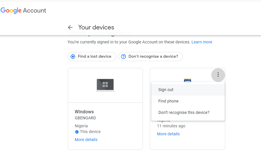 Disconnecting a Device from a Google Account