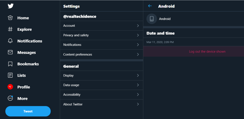 How to disconnect a device from Twitter