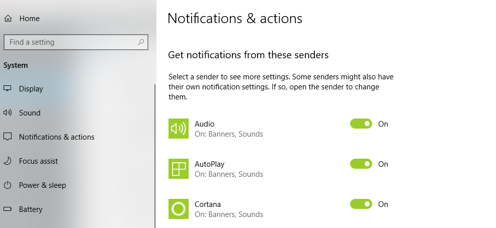 Notifications and actions