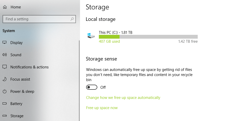 Storage sense
