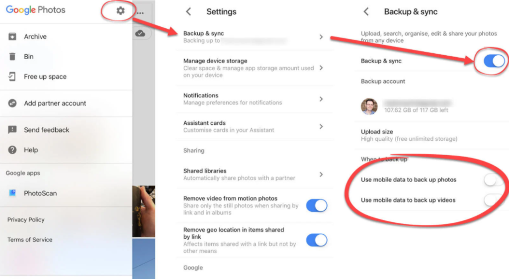 How to enable Google Photos backup?