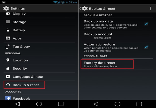 Reset Android to Factory Settings