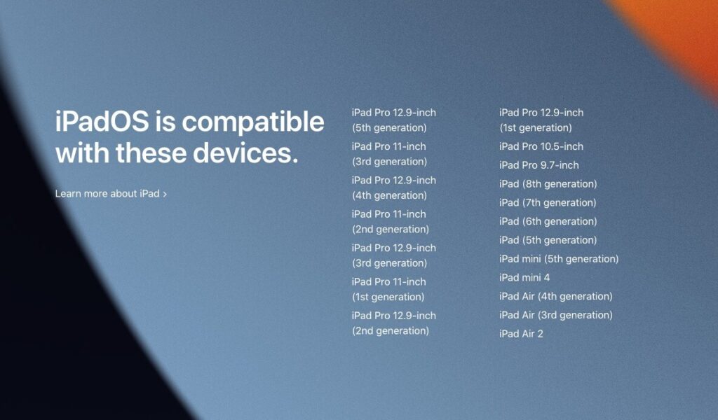 iPadOS 15 compatible devices