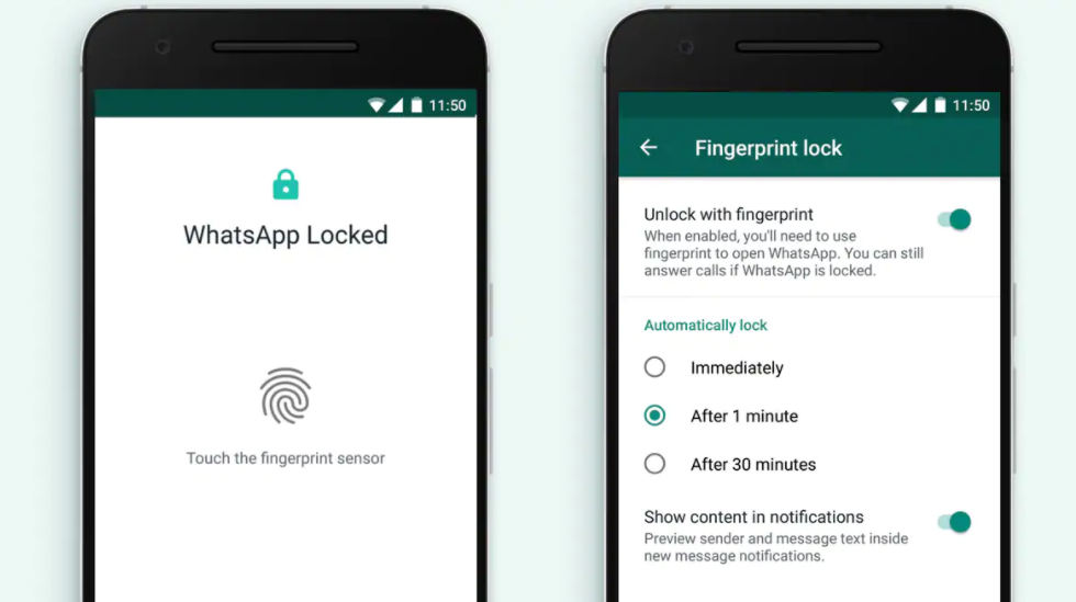 Lock your WhatsApp with Fingerprint or Facial Recognition