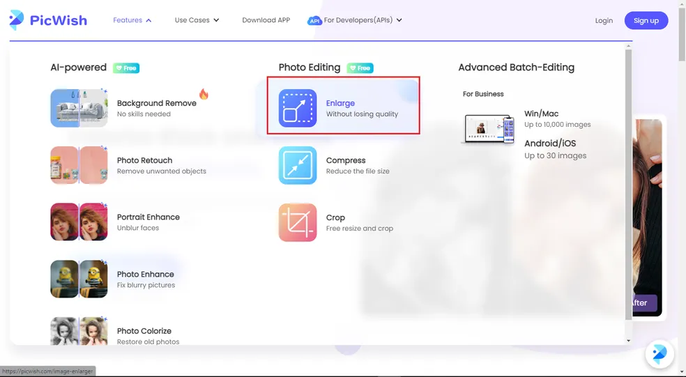 How to increase image resolution with PicWish